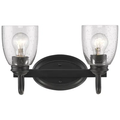 Golden Lighting Parrish 13 7/8" Wide 2-light Vanity Light In Matte Black With Seeded G