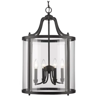 Golden Lighting Payton 16" Wide Black 4-light Glass Candelabra Pendant
