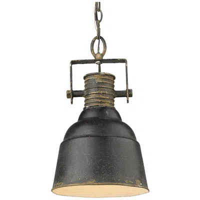 Golden Lighting Quarry 9 1/4" Wide Antique Black Iron Mini Pendant