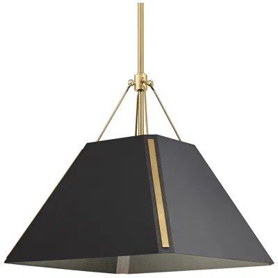 Golden Lighting Ranik 15 7/8" Wide Brushed Champagne Bronze Pendant With Natural Black