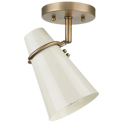 Golden Lighting Reeva 7" Wide Modern Brass 1-light Semi-flush With Glossy Ecru