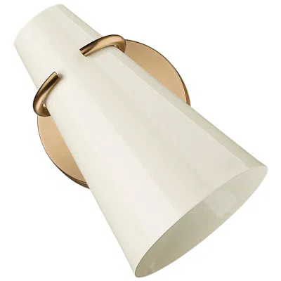Golden Lighting Reeva 8 1/2" High Modern Brass Sconce With Glossy Ecru Shade