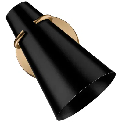 Golden Lighting Reeva 8 1/2"h Modern Brass Wall Sconce W/ Matte Black Shade
