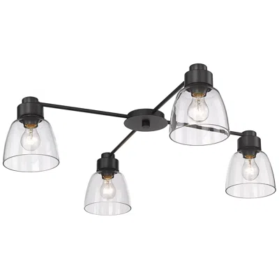 Golden Lighting Remy 36"w Matte Black And Clear Glass 4-light Ceiling Light