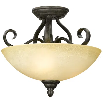 Golden Lighting Riverton 14 1/2" Wide Peppercorn Bronze Ceiling Light