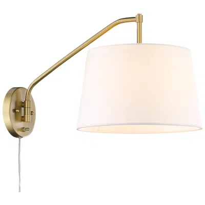 Golden Lighting Ryleigh 12" Wide Brushed Champagne Gold Swing Arm In White
