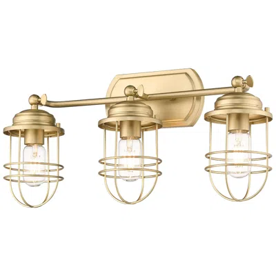 Golden Lighting Seaport 21 1/4"w Brushed Champagne Bronze 3-light Bath Light In Gold