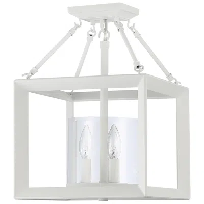 Golden Lighting Smyth 3-light Semi-flush In Natural White With Clear Glass