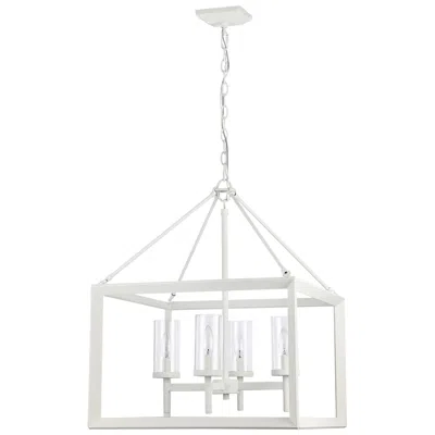 Golden Lighting Smyth 4-light Chandelier In Natural White With Clear Glass