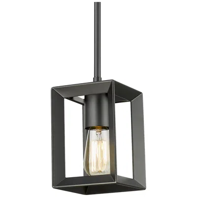 Golden Lighting Smyth 5" Wide Matte Black Lantern Mini Pendant In Gray