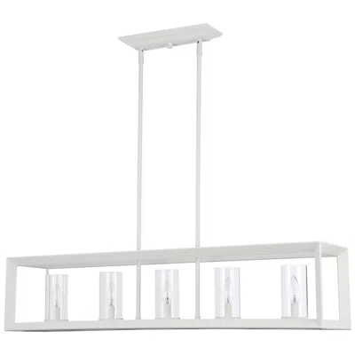 Golden Lighting Smyth 5-light Linear Pendant In Natural White With Clear Glass
