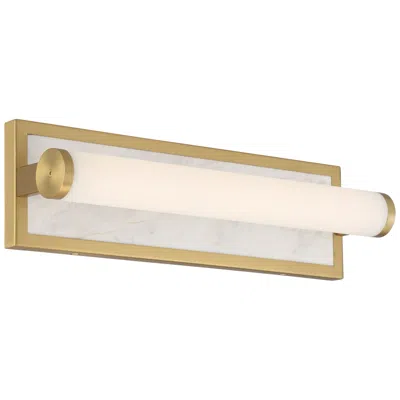 Golden Lighting Stratum Integrated Led 18in Vanity In Brushed Nickel With Jazz White Marble