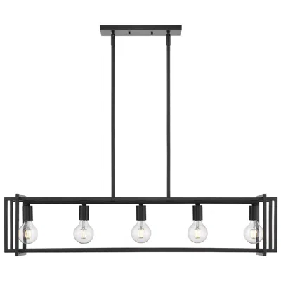 Golden Lighting Tribeca 41" Wide Matte Black 5-light Linear Pendant With Matte Black