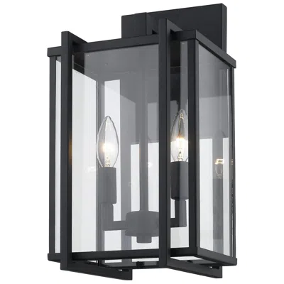 Golden Lighting Tribeca 8 1/2" Wide Natural Black 2-light Outdoor Wall Light W/ Clear