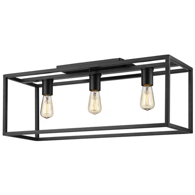 Golden Lighting Wesson 25 1/4" Wide Matte Black 3-light Ceiling Light