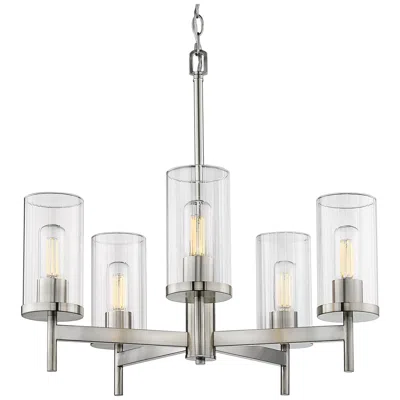 Golden Lighting Winslett 23 3/4" 5-light Pewter Clear Glass Chandelier