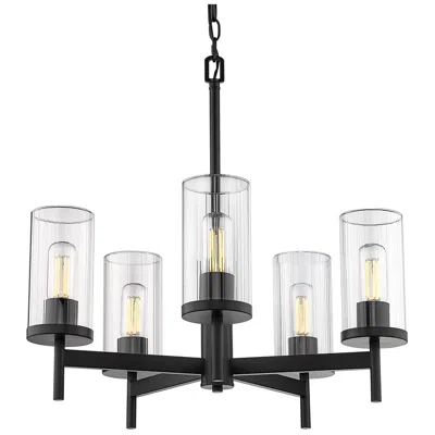 Golden Lighting Winslett 23 3/4" Wide Matte Black 5-light Chandelier