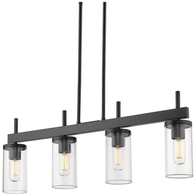 Golden Lighting Winslett 34 3/4" Wide Matte Black 4-light Linear Pendant