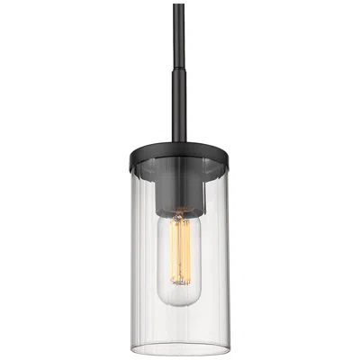 Golden Lighting Winslett 4 3/4" Wide Matte Black Mini Pendant With Ribbed Clear Glass