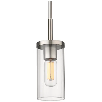 Golden Lighting Winslett 4 3/4" Wide Pewter 1-light Mini Pendant With Ribbed Clear Gla