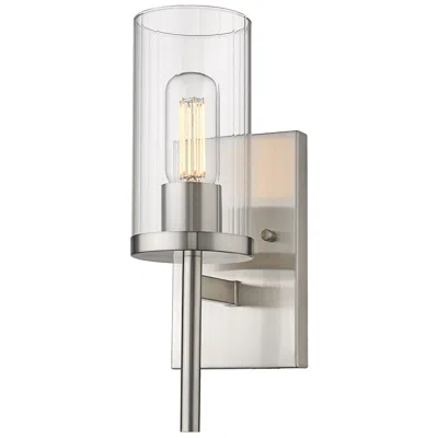 Golden Lighting Winslett 4 3/4" Wide Pewter 1-light Wall Sconce With Ribbed Clear Glas