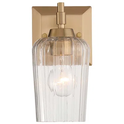 Golden Lighting Yep Brilia 1-light Wall Sconce Vanity In Polished Nickel With Fluted Glass In Gold