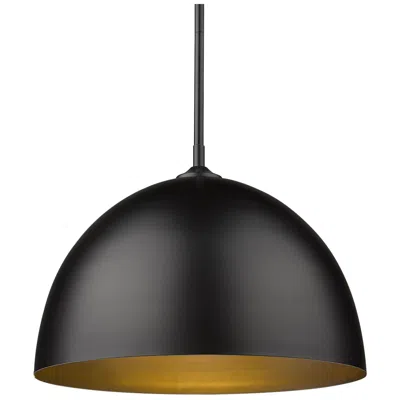 Golden Lighting Zoey 16" Wide Matte Black Metal Dome Pendant Light