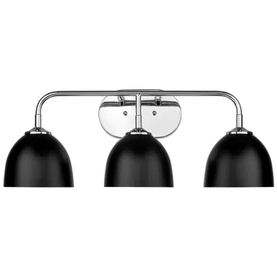 Golden Lighting Zoey 3-light Vanity Light In Chrome With Matte Black