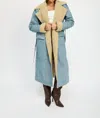 Golden Litha Maxi Coat In Denim In Multi