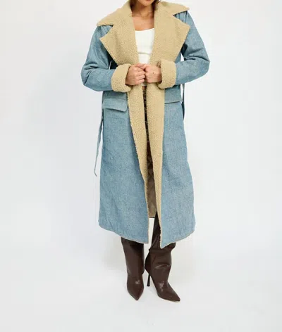 Golden Litha Maxi Coat In Denim In Multi