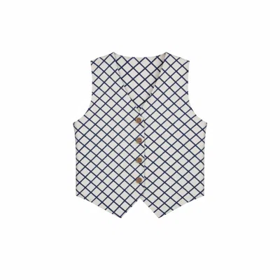 Golden Lotus Women's Blue / White Sage - Breezy Vest Top In Multi