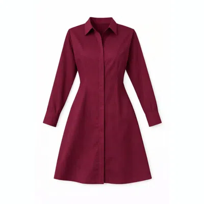 Golden Lotus Women's Red Garnet Cotton Flex Shirt Dress
