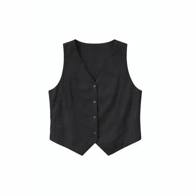 Golden Lotus Women's Sage - Breezy Vest Top Black In Brown