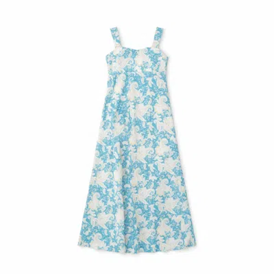 Golden Lotus Women's Salene - Sleeveless Maxi Dress Blue In White