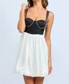 Golden Maude Color Block Corset Dress In Black/ivory In Multi