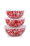 Golden Rabbit 3-piece Enamelware Mixing Bowl Set In Red