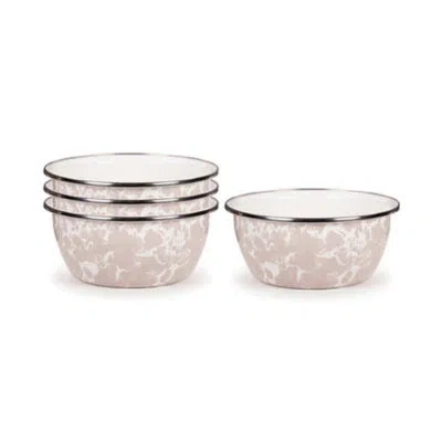 Golden Rabbit 4 Piece Taupe Swirl Salad Bowls Set In Tan;beige