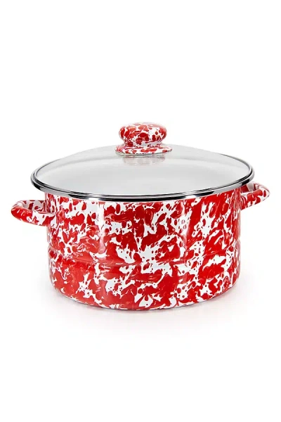 Golden Rabbit 6 Quart Enamelware Stock Pot In Red