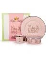 Golden Rabbit Bunnies Enamelware Collection 3 Piece Kids Dinner Set In Pink