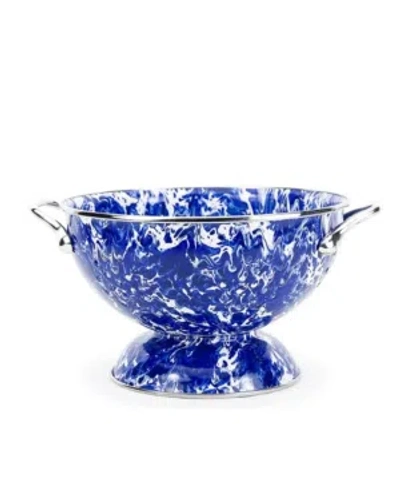 Golden Rabbit Cobalt Swirl Enamelware Collection 1.5 Quart Colander In Blue
