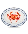 Golden Rabbit Crab House Enamelware Collection 16" X 12" Oval Platter In Red