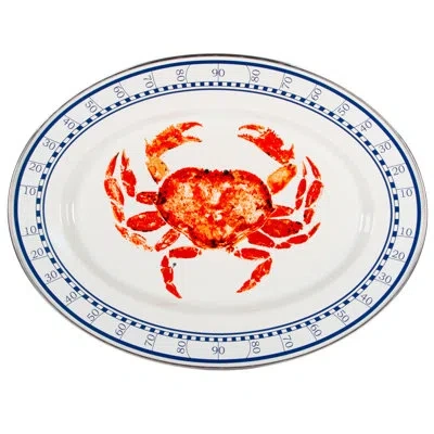 Golden Rabbit Crab House Oval Platter In Blue;white;red