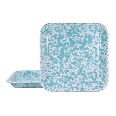 Golden Rabbit Enamelware 10.5" Square Plates, Set Of 2 In Blue