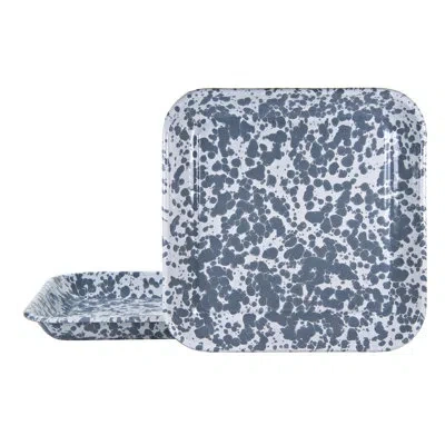 Golden Rabbit Enamelware 10.5" Square Plates, Set Of 2 In Gray