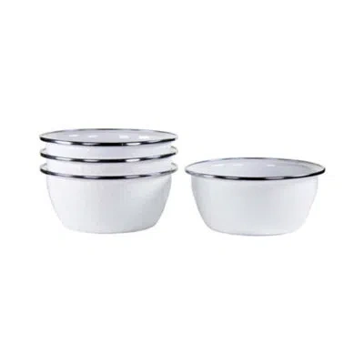 Golden Rabbit Enamelware 24 Oz. Salad Bowls, Set Of 4 In Red Swirl
