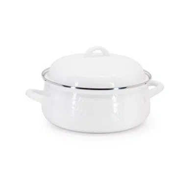 Golden Rabbit Enamelware 4 Qt. Dutch Oven In Solid White Textured
