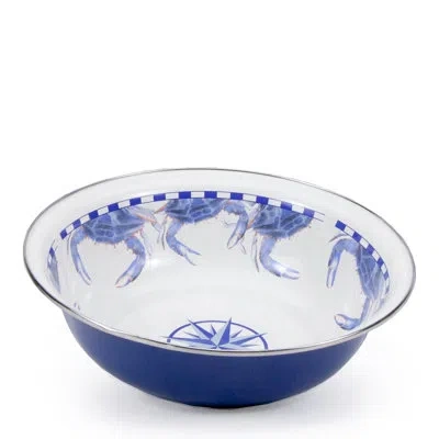 Golden Rabbit Enamelware Blue Crab 4 Qt. Serving Bowl