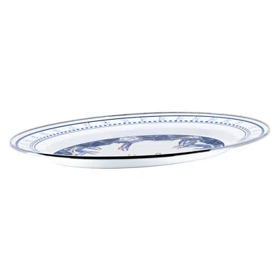 Golden Rabbit Enamelware - Blue Crab Pattern - 16" X 12" Oval Serving Platter