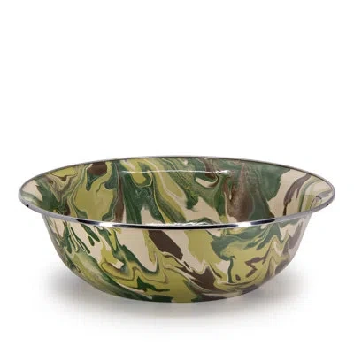 Golden Rabbit Enamelware Camouflage 4 Qt. Serving Bowl In White;green
