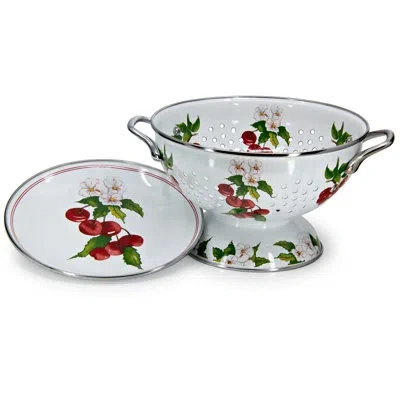 Golden Rabbit Enamelware Cherry Colander Set In Multi